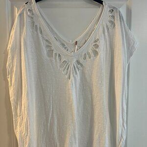 Free People White Eyelet Top - Size L